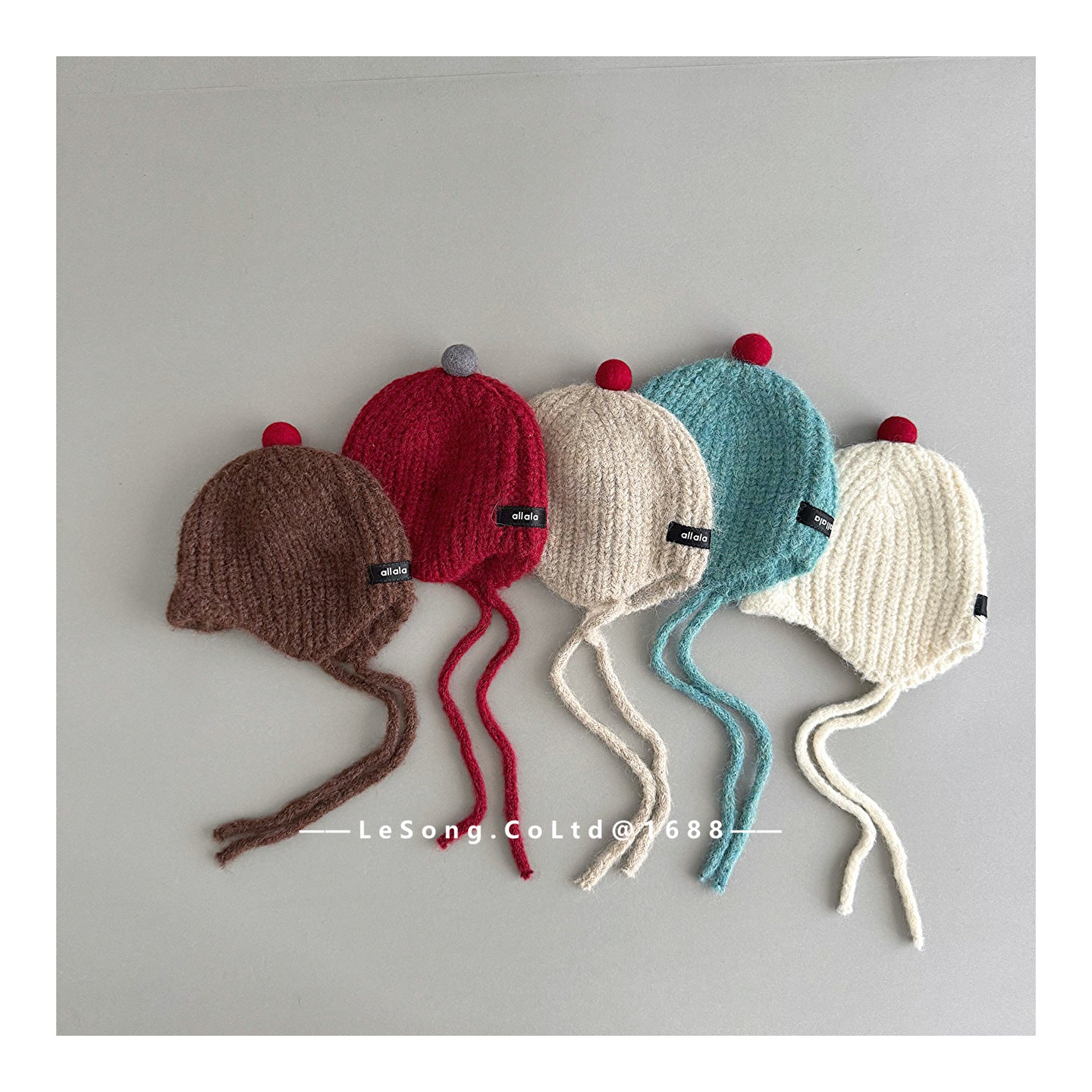 キッズ ニット帽 ポンポン あご紐付き 耳当て 防寒 ベビー【mh0011597】