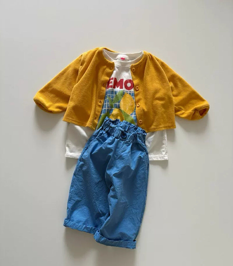 Loose Fruit Lemon Print Shoulder T-shirt [mh0013286]