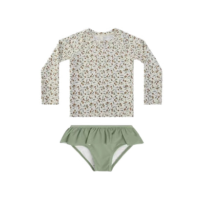 UPF50 Plus Floral Long Sleeve Swimsuit 花柄 ラッシュガード 3点セット【mh0012583】