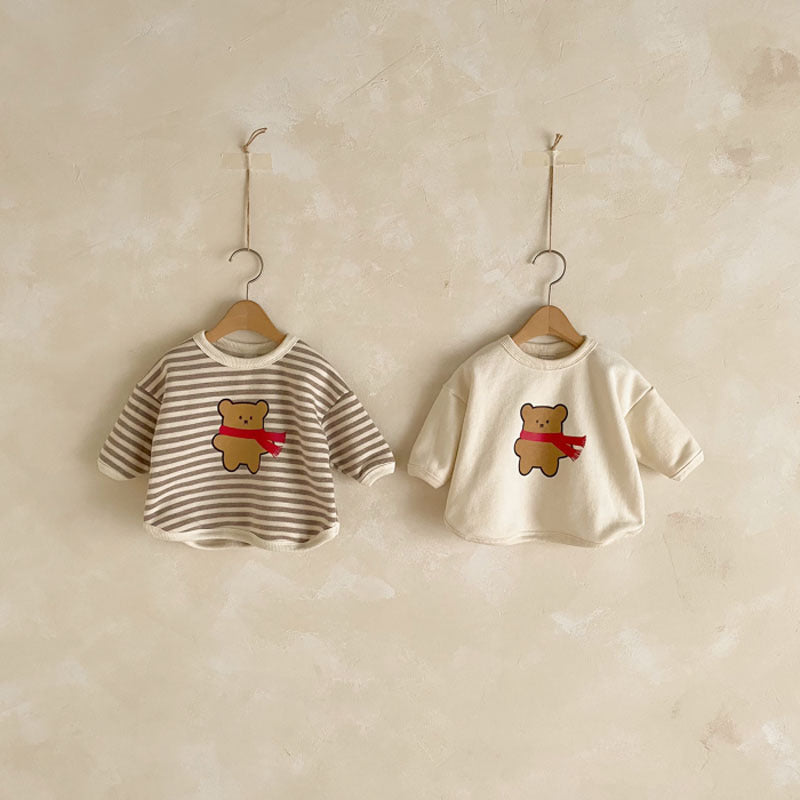 ベビー ボーダー くま ベア ルーズ 長袖スウェット ロングパンツ セット【mh0000689】 - Mamahalo shop