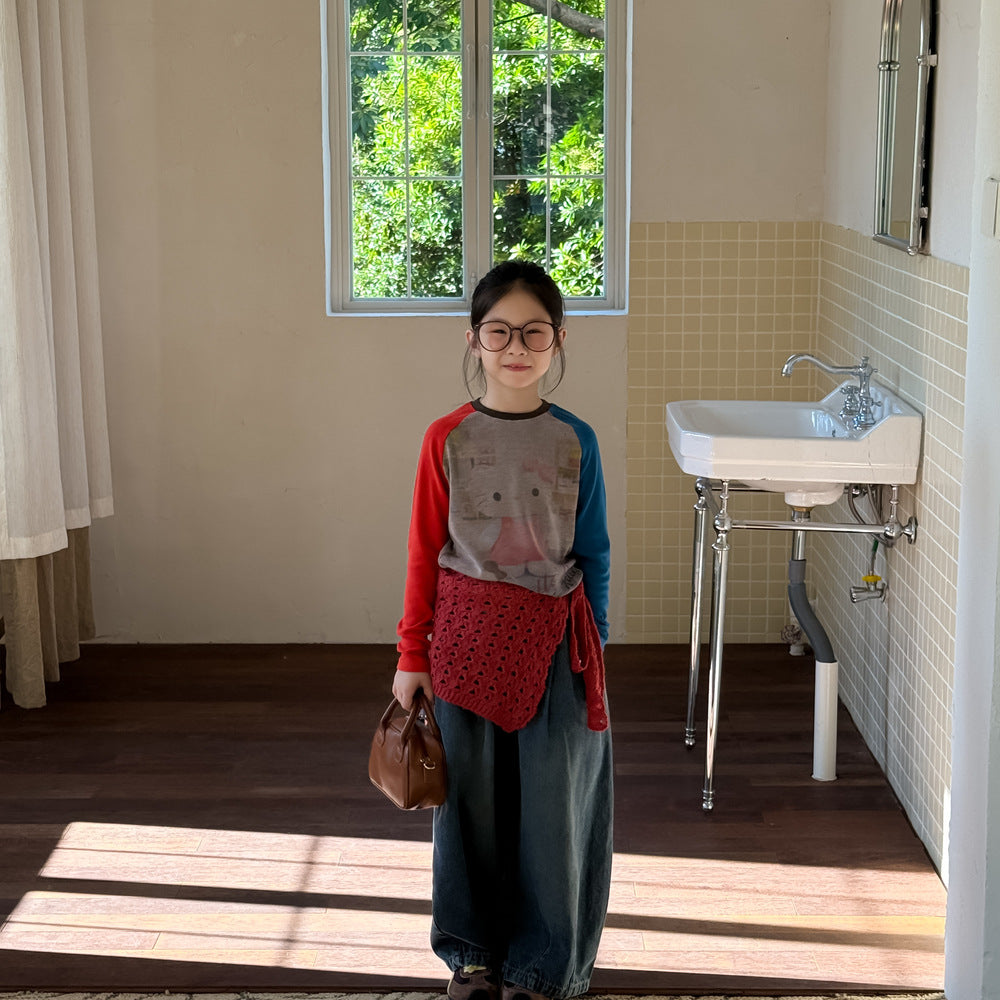 -パッチワークデザインラグランスリーブ長袖Tシャツ キッズカットソー【mh0010954】 - mamahalo shop - 長袖Tシャツ -  べビー服 - 子供服 - 男の子 - 女の子