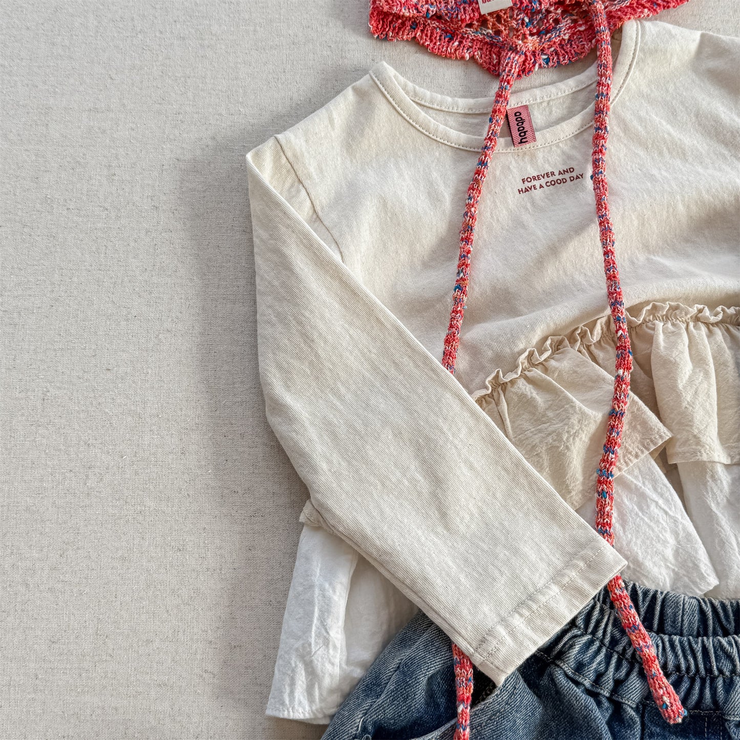 -フリル裾リブ長袖Tシャツチュニックカットソー【mh0010803】 - mamahalo shop - 長袖Tシャツ -  べビー服 - 子供服 - 男の子 - 女の子