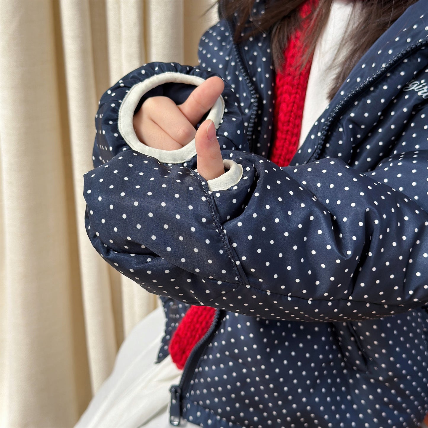 中綿フーディブルゾンジャケット 無地/ドット アウターコート【mh0011915】