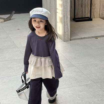 -フリル裾リブ長袖Tシャツチュニックカットソー【mh0010803】 - mamahalo shop - 長袖Tシャツ -  べビー服 - 子供服 - 男の子 - 女の子