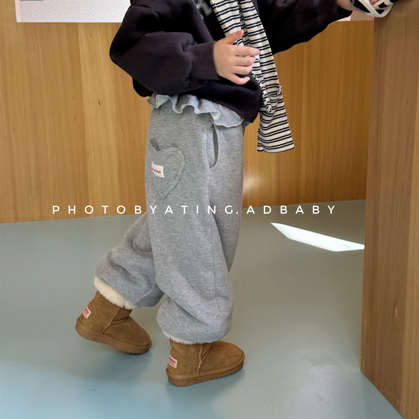 ハートポケットスウェットパンツ ジョガーパンツ 裏起毛【mh0011925】