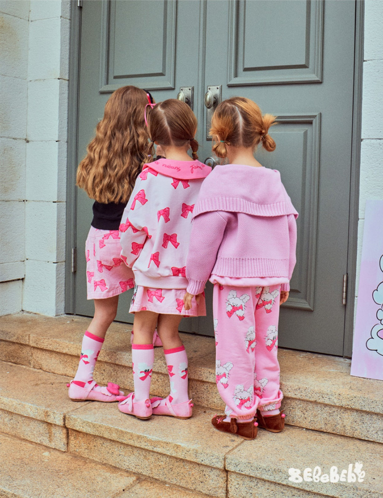 -リボン柄ニットカーディガン/フリルティアードワンピース/リボン柄フリルスカート【mh0010981】 - mamahalo shop - 長袖ワンピース -  べビー服 - 子供服 - 男の子 - 女の子