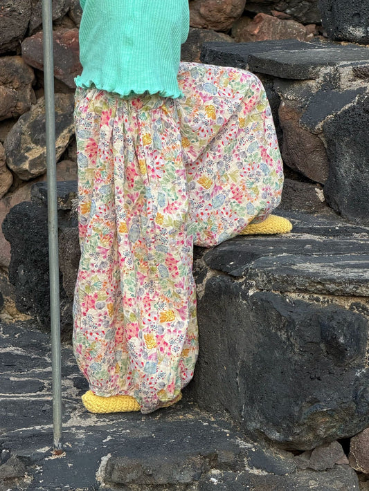 Floral Print Cotton Lantern Long Pants コクーン ロングパンツ【mh0013403】