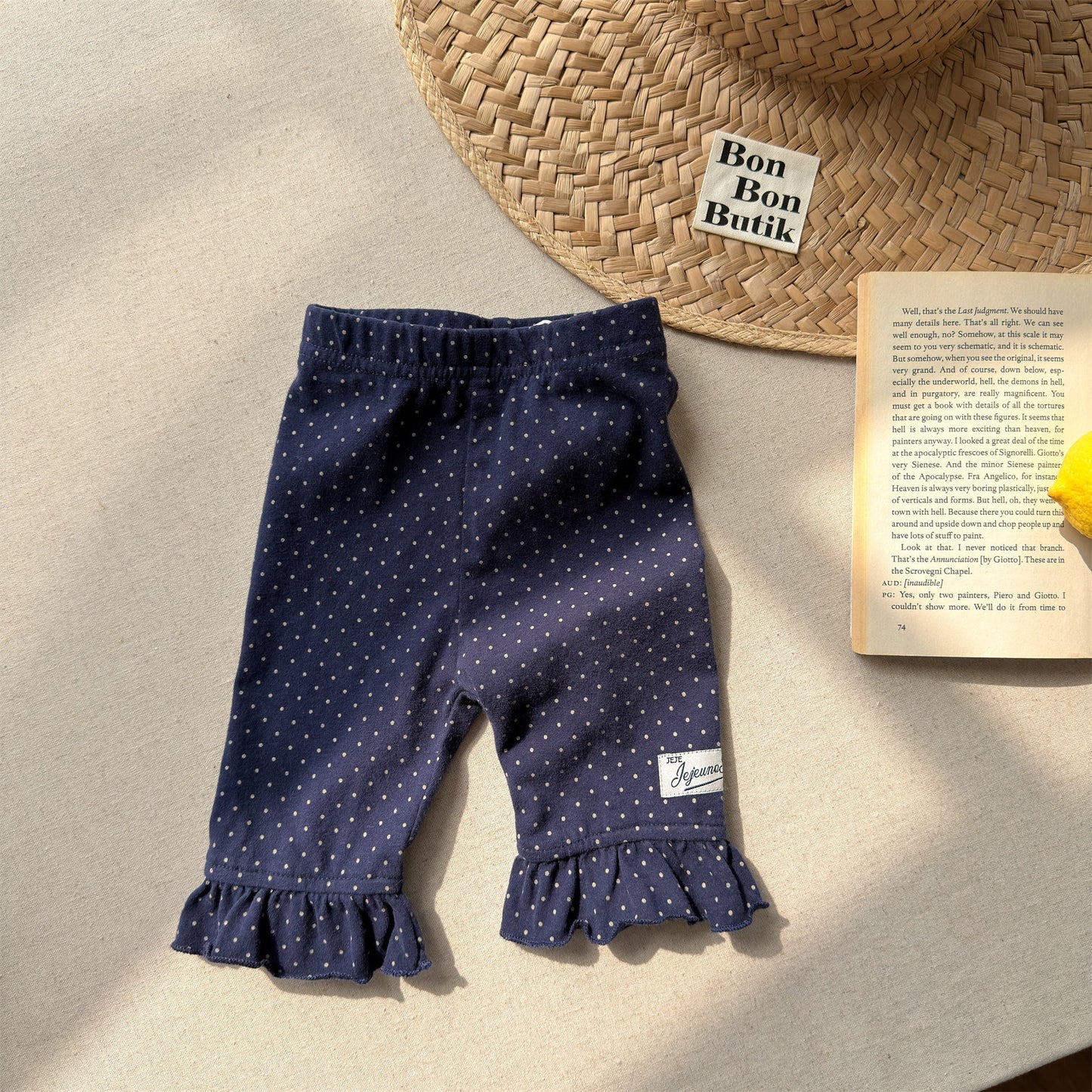 Ruffle Hem Dot Cotton Capri Leggings フリル ハーフ丈レギンス【mh0012663】