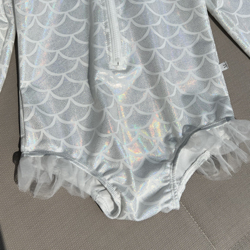 Mermaid Scale Shiny One-Piece Swimwear マーメイド 長袖ワンピース水着【mh0013346】