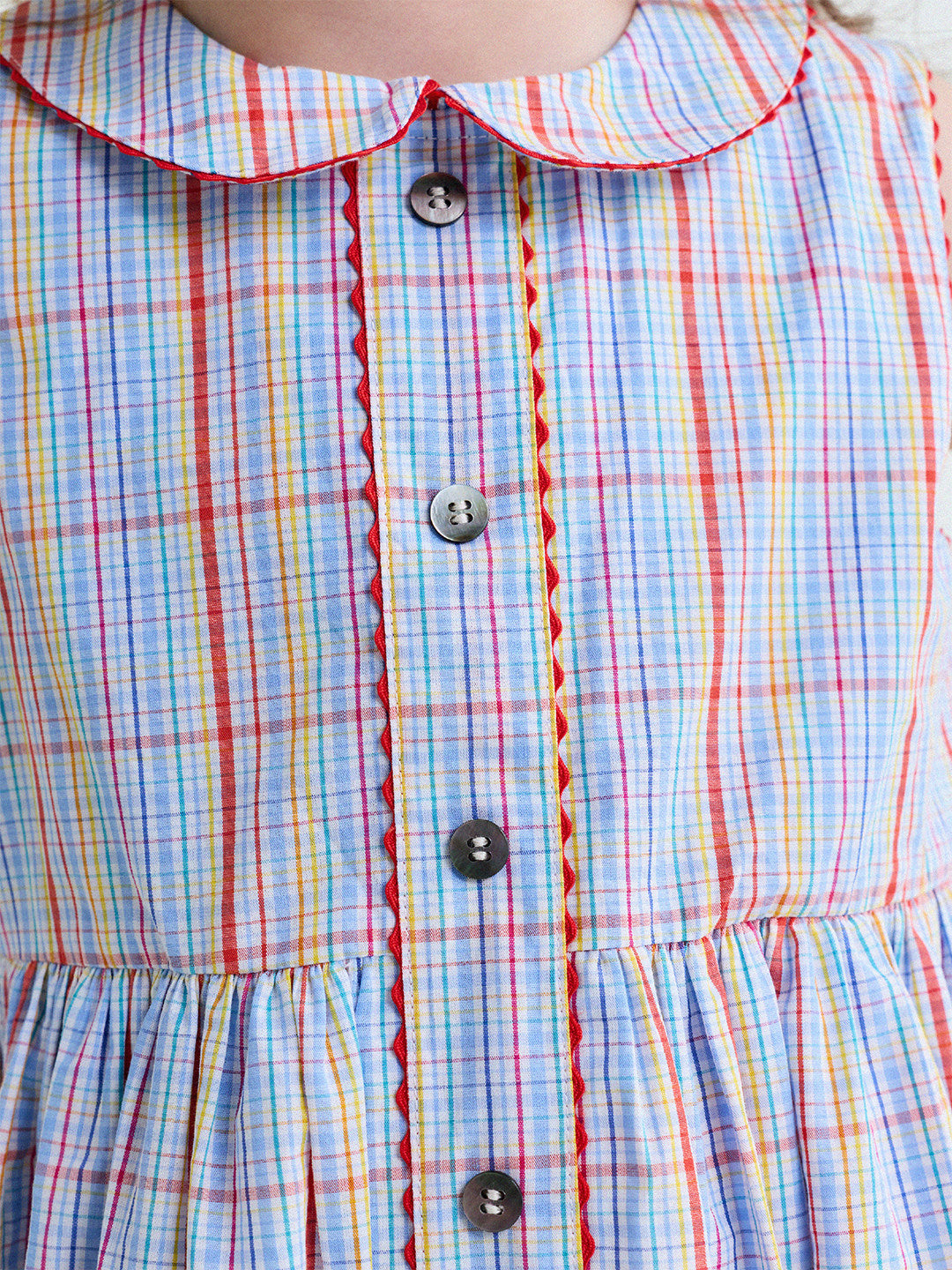 Peter Pan Collar Plaid Dress ラウンドカラー ノースリーブワンピース【mh0013177】