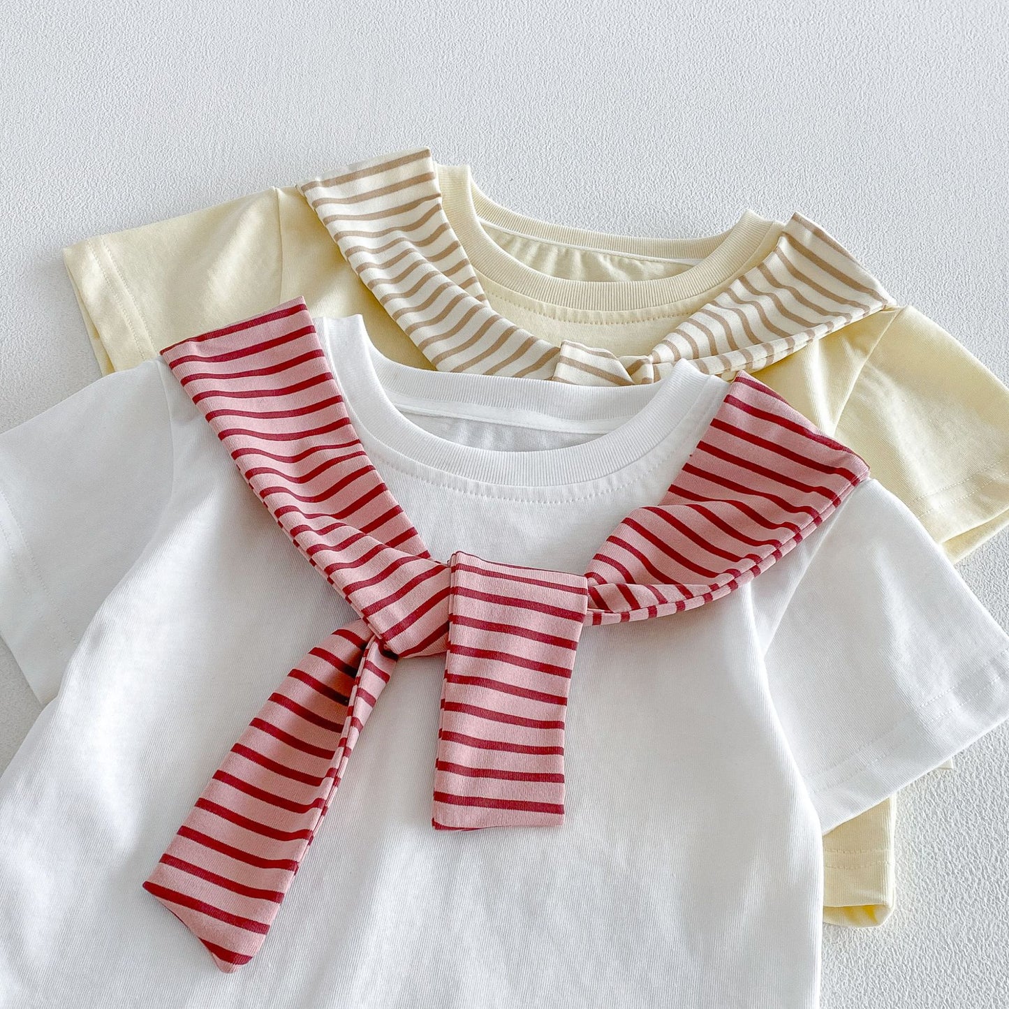 Sailor Collar Striped Set 半袖Tシャツ ハーフパンツ セット【mh0013426】