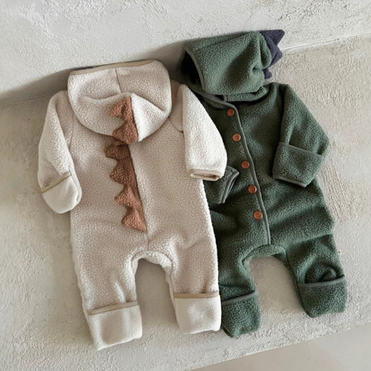 長袖ジャンプスーツ 恐竜 ダイナソーフーディ フリース カバーオール【mh0011859】