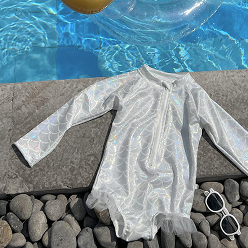 Mermaid Scale Shiny One-Piece Swimwear マーメイド 長袖ワンピース水着【mh0013346】