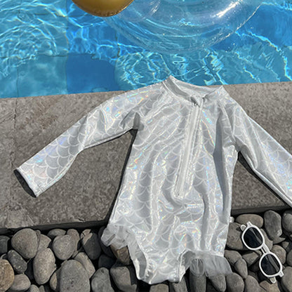 Mermaid Scale Shiny One-Piece Swimwear マーメイド 長袖ワンピース水着【mh0013346】