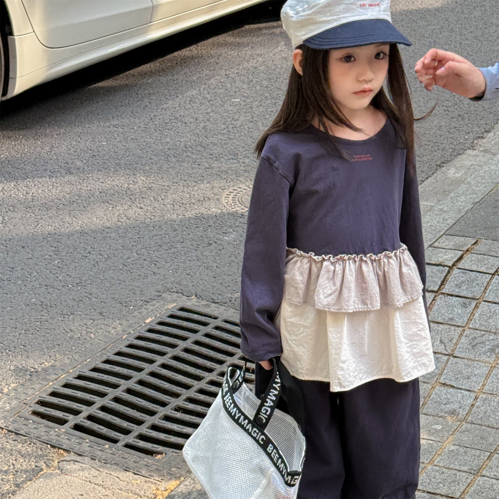 -フリル裾リブ長袖Tシャツチュニックカットソー【mh0010803】 - mamahalo shop - 長袖Tシャツ -  べビー服 - 子供服 - 男の子 - 女の子