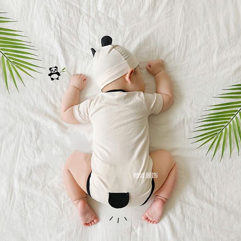 Panda Costume Short-Sleeve Romper With Hat Set パンダ 半袖ロンパース コスチューム【mh0013355】