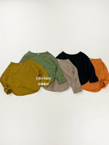 Bamboo Cotton Long Sleeve Crew Neck Top 【mh0012559】