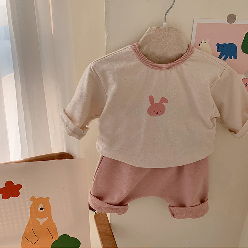 ベビー アニマル プリント リンガー Tシャツ ロングパンツ セット【mh0000632】