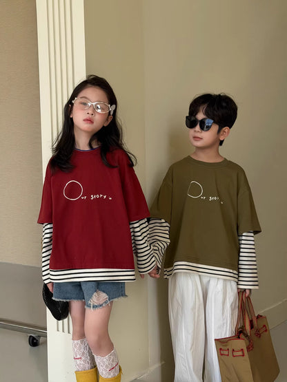 Layered Striped Long Sleeve T-shirt レイヤード ボーダー 長袖Tシャツ【mh0012517】