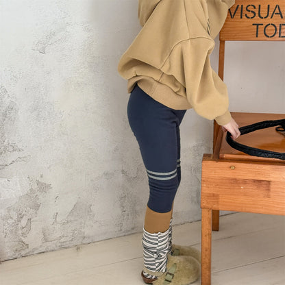 裏起毛レギンスパンツ ラインアクセント パッチワーク 暖パン【mh0011902】