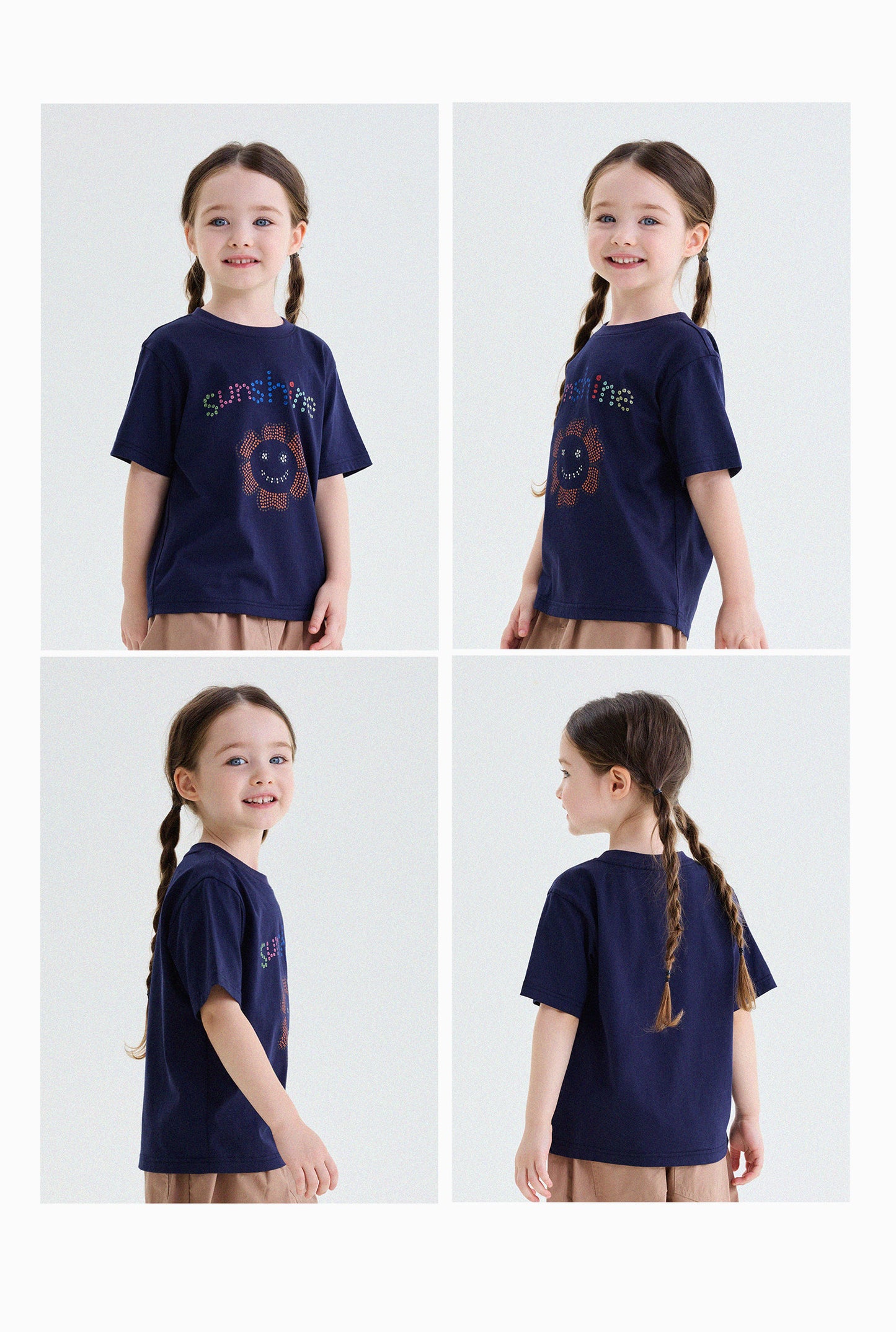 Camiseta holgada de manga corta con estampado de lunares florales y coloridos [mh0013747]