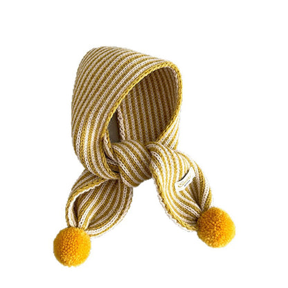Kids' Striped Pom-Pom Knit Scarf, Winter Neck Warmer [mh0011596]