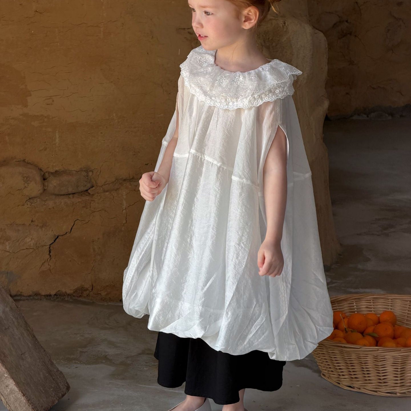 Lace Collar Balloon Dress ノースリーブ バルーンワンピース【mh0013048】
