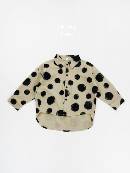 Large Polka Dot Loose Long Sleeve Shirt