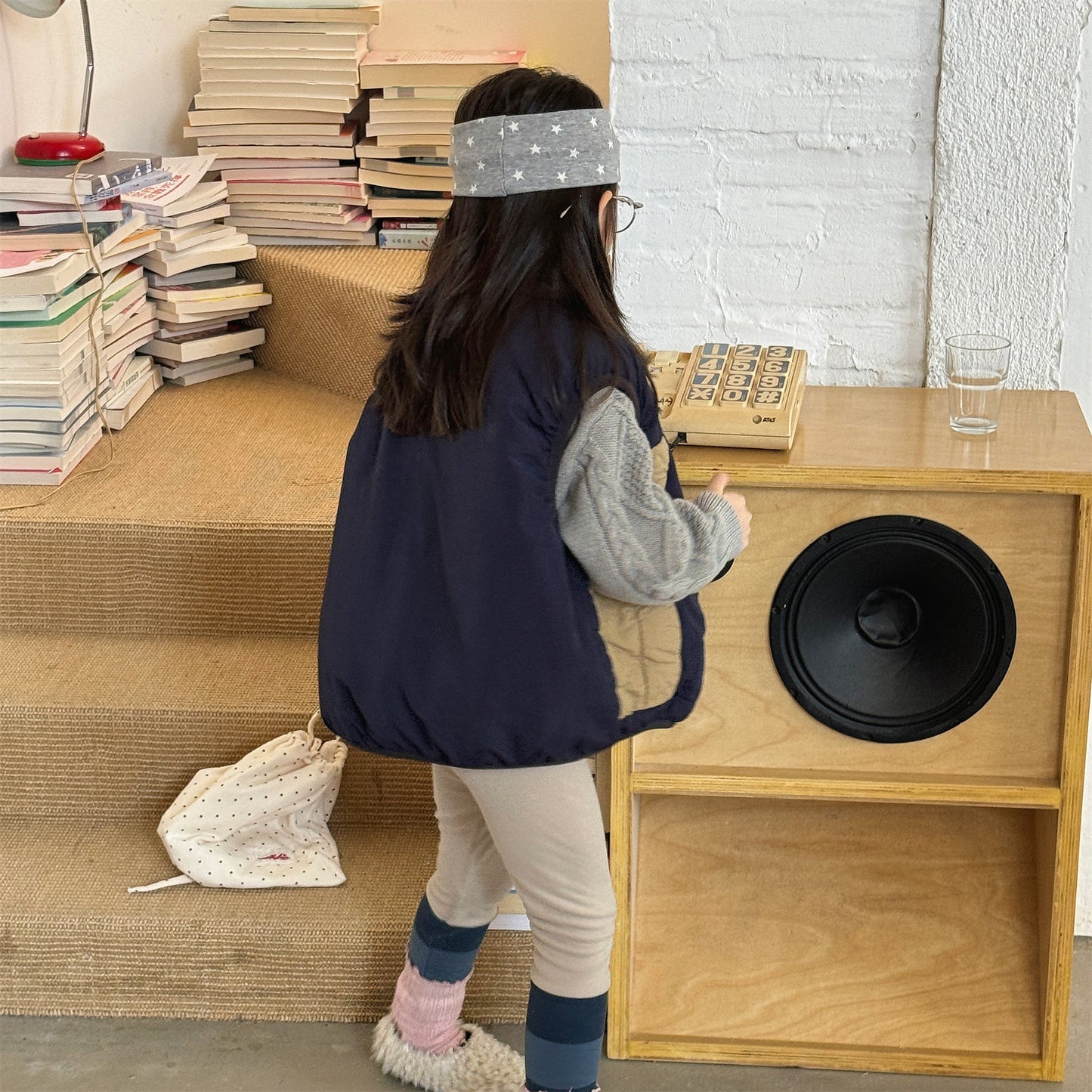 パッチワークベスト 裏ボアフリース スタンドカラー【mh0011920】