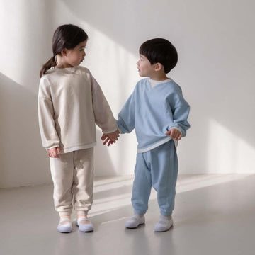 Cotton Long Sleeve Lounge Set Plain Sweatshirt and Sweatpants Set [mh0012677]