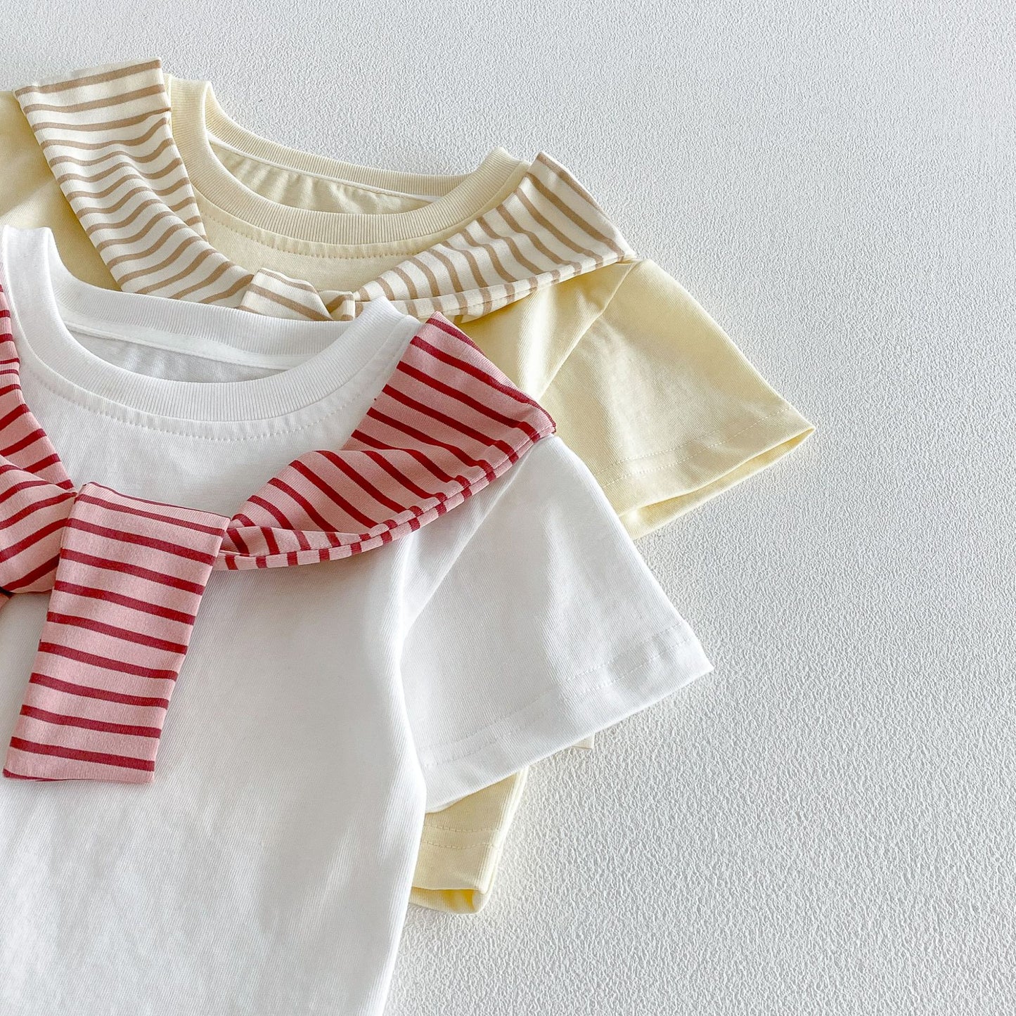 Sailor Collar Striped Set 半袖Tシャツ ハーフパンツ セット【mh0013426】