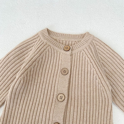 -リブニット長袖ジャンプスーツ【mh0010849】 - mamahalo shop - 長袖ロンパース -  べビー服 - 子供服 - 男の子 - 女の子