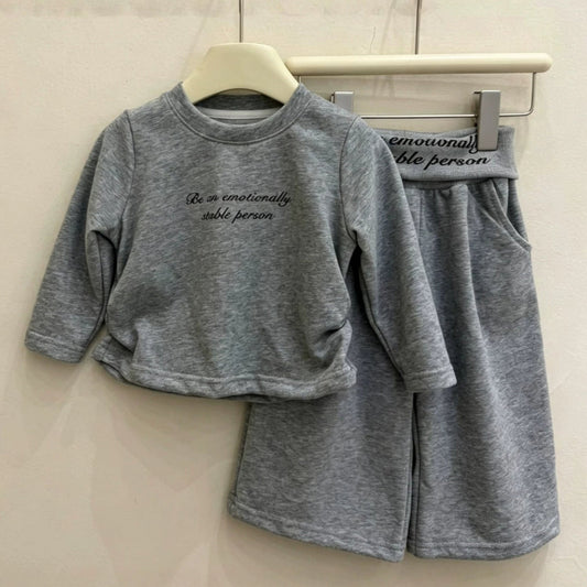 Conjunto de sudadera de manga larga con estampado de letras y pantalón ancho para bebés y niños [mh0014648]