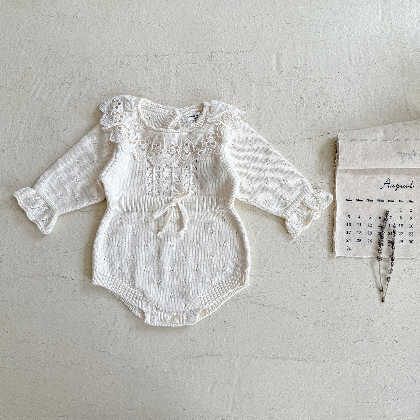 -花柄レース襟付き長袖ニットロンパース【mh0011150】 - mamahalo shop - 長袖ロンパース -  べビー服 - 子供服 - 男の子 - 女の子