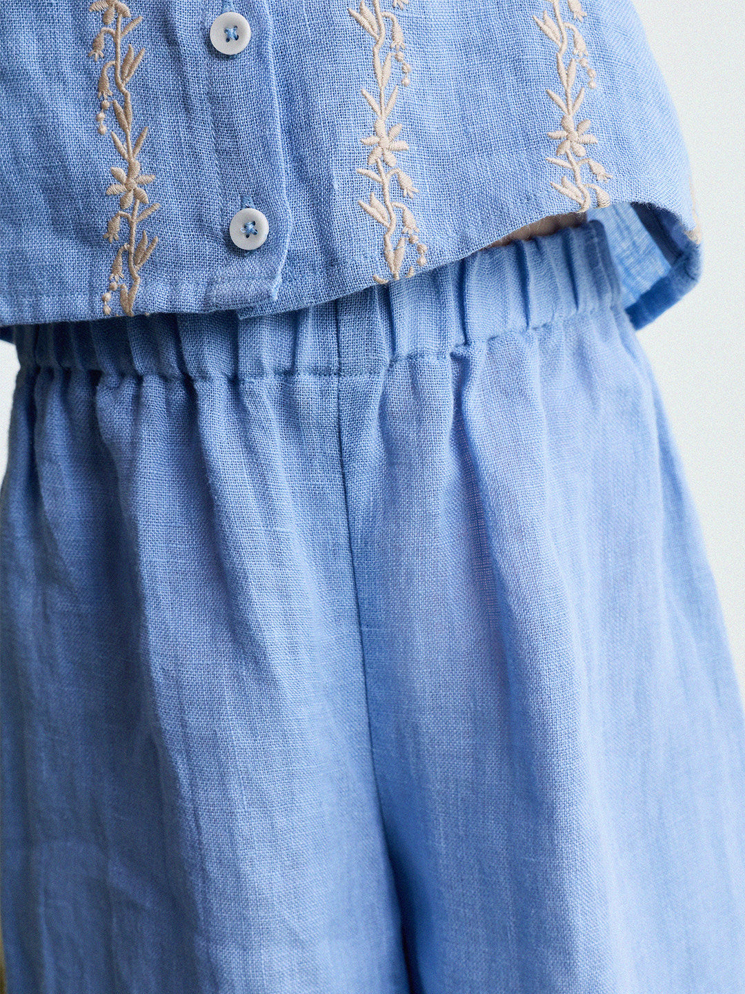 Embroidered Linen Vest and Pants Set ノースリーブ トップス ロングパンツ【mh0013182】