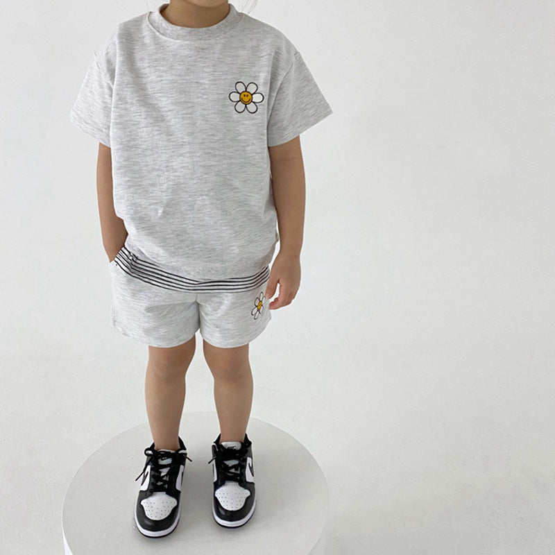ベビー キッズ プリント 半袖Tシャツ ショートパンツ セット【mh0000766】
