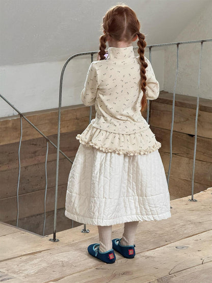 キルティングスカート 厚手 キルト ミモレ丈 無地 花柄【mh0011750】