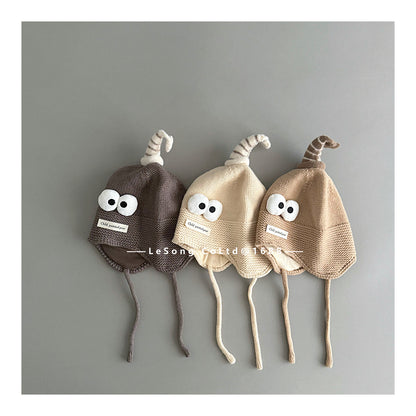 ベビー帽子 アイボール 目玉ワッペン ニットキャップ【mh0011826】