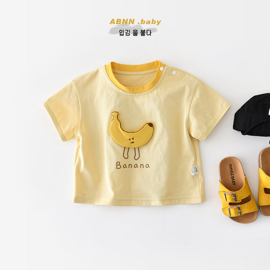 Banana Embroidered Short Sleeve T-shirt [mh0012859]