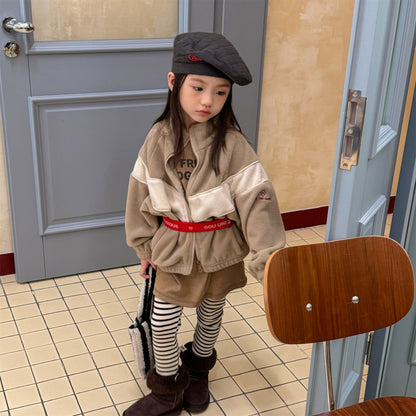 -バイカラージップアップフリースジャケットブルゾン裏起毛防寒アウター【mh0010912】 - mamahalo shop - ショートコート・ジャケット・ジャンパー -  べビー服 - 子供服 - 男の子 - 女の子