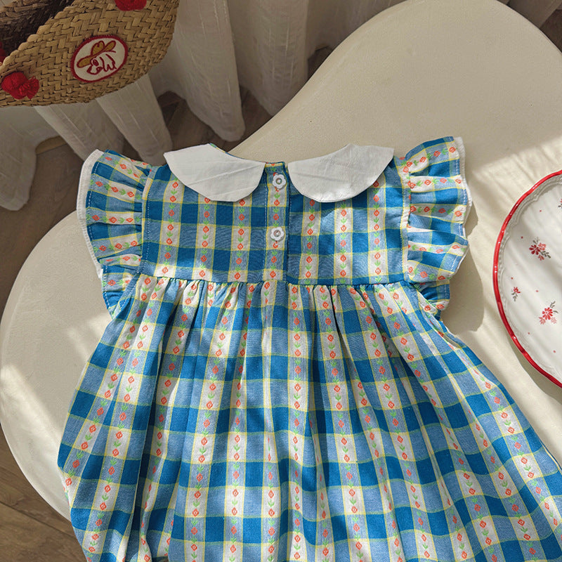Jacquard Plaid Princess Dress チェック フリルスリーブワンピース【mh0013660】