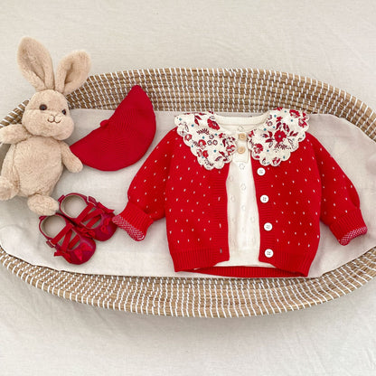 -水玉いちごドット長袖カーディガンジャケット【mh0010505】 - mamahalo shop - カーディガン・パーカー -  べビー服 - 子供服 - 男の子 - 女の子