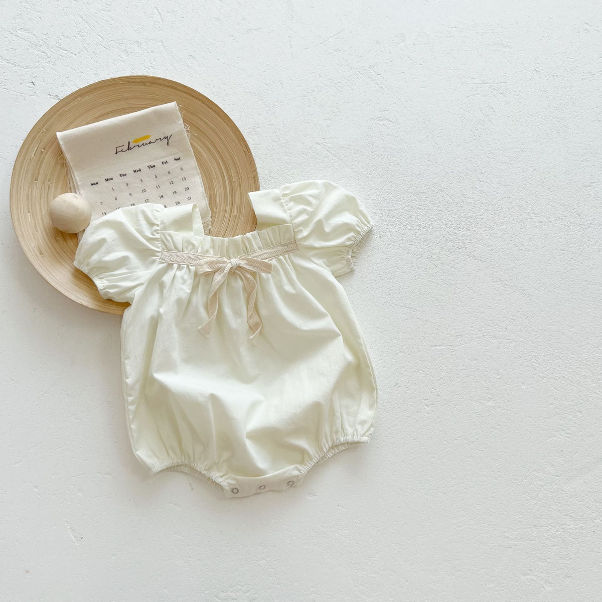 Baby Floral Solid Ribbon Short/Long Sleeve Romper [mh0000723]
