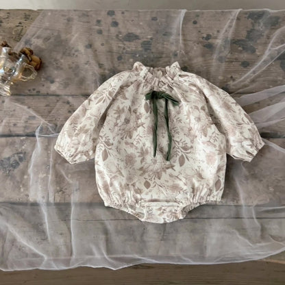 -ベビーロンパース ボタニカルフラワープリント長袖ボディスーツ【mh0007098】 - mamahalo shop - 長袖ロンパース -  べビー服 - 子供服 - 男の子 - 女の子