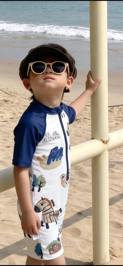 One-Piece Short-Sleeve Animals Swimwear アニマル 半袖スイムウェア 水着【mh0013331】