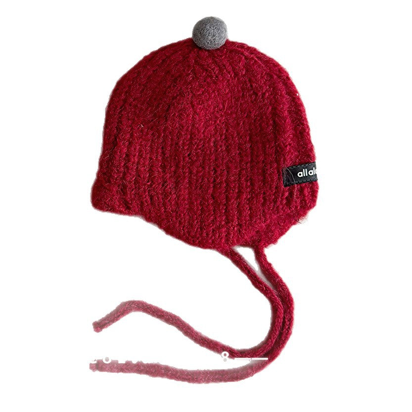 キッズ ニット帽 ポンポン あご紐付き 耳当て 防寒 ベビー【mh0011597】