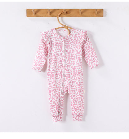 -レオパードプリントジップアップ長袖ジャンプスーツ【mh0010725】 - mamahalo shop - 長袖ロンパース -  べビー服 - 子供服 - 男の子 - 女の子
