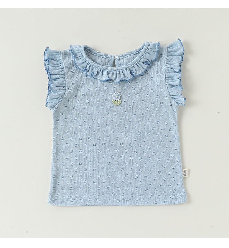 Sleeveless Embroidered Ruffle Top Shorts フルーツ ノースリーブカットソー ブルマパンツ【mh0013497】