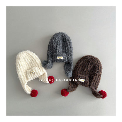 キッズ帽子 ニット 耳当て付きニットキャップ【mh0011799】