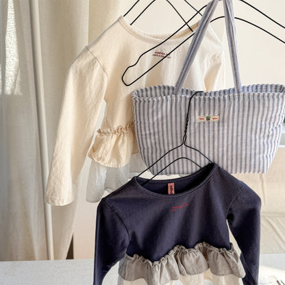 -フリル裾リブ長袖Tシャツチュニックカットソー【mh0010803】 - mamahalo shop - 長袖Tシャツ -  べビー服 - 子供服 - 男の子 - 女の子